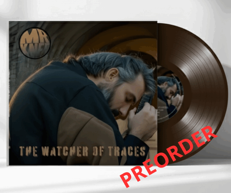 Mr Knee "The Watcher Of Traces" vinyl album cover and record