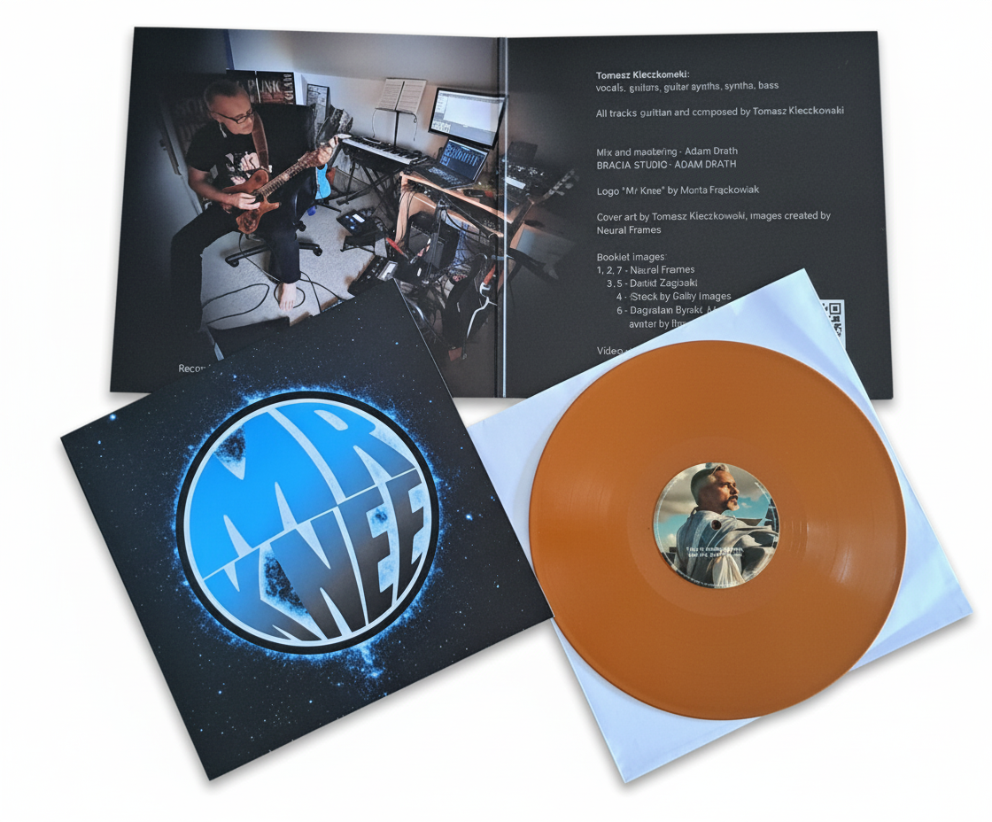 Mr Knee "The Watcher Of Traces" vinyl album cover and record