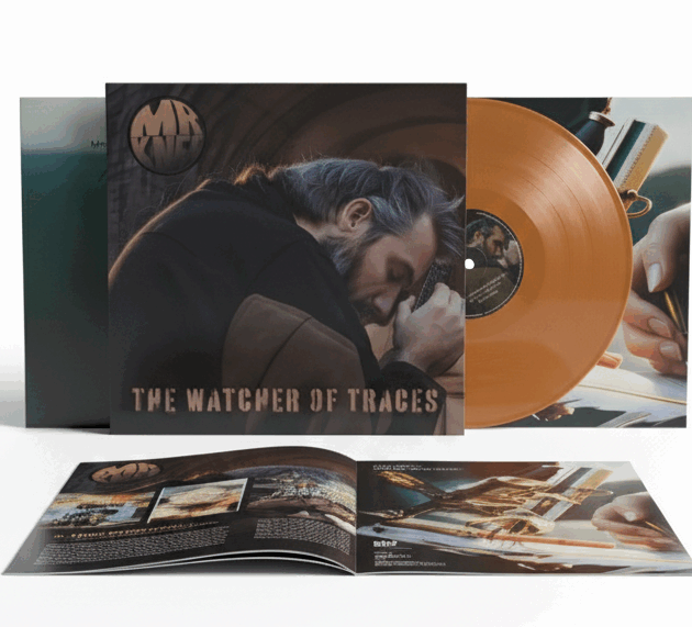Mr Knee "The Watcher Of Traces" vinyl album cover and record
